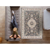 Alfombra ambiente vintage con flecos Keshan Gris 52013 Atticgo