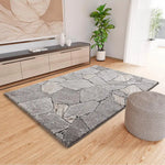 Atticgo Alfombra shaggy efecto mármol Kivet 9055 Gris ambiente salón