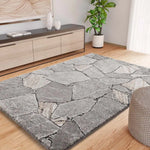 Atticgo Alfombra shaggy efecto mármol Kivet 9055 Gris ambiente