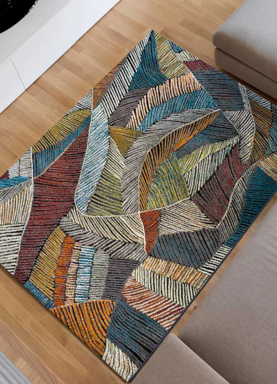 Atticgo Alfombra geométrica con hojas Koby 22869 Multicolor Ambiente