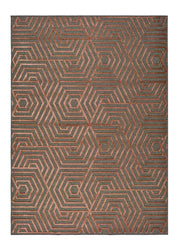 Alfombra de lana diseño geométrico en color cobre | Atticgo