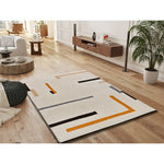 Alfombra geométrica para salón Lessia Linea Naranja y Negro Atticgo