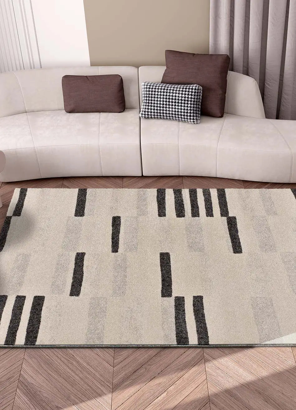 Alfombra geométrica salón Lessia Mosaica Gris y Negro Atticgo