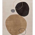 Alfombra abstracta círculos Lessia Peblinne Beige y Negro Atticgo