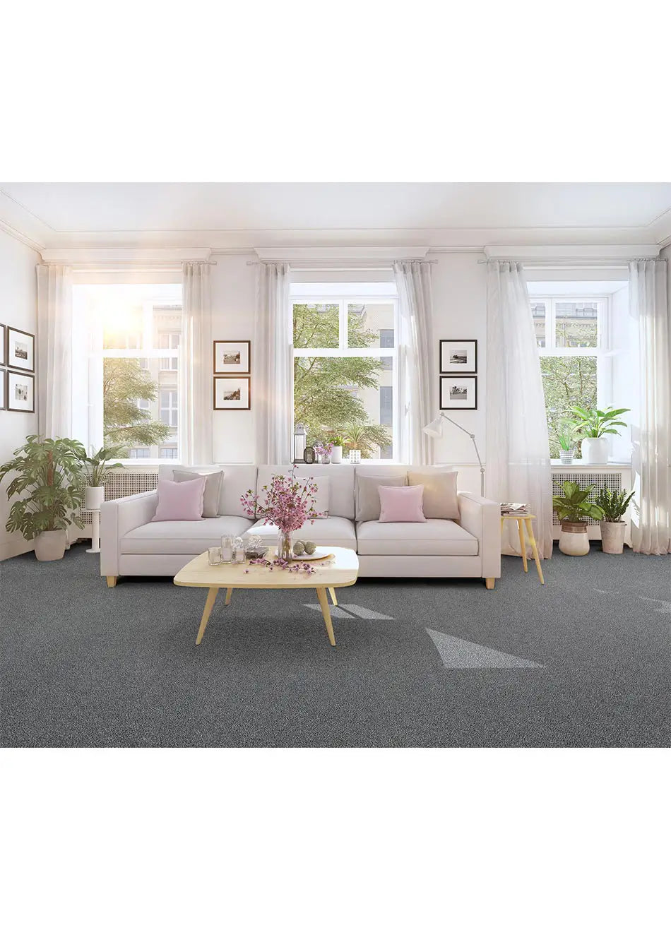 Alfombra a medida Lily Liso Antracita en el salón | Atticgo