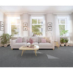 Alfombra a medida Lily Liso Antracita en el salón | Atticgo