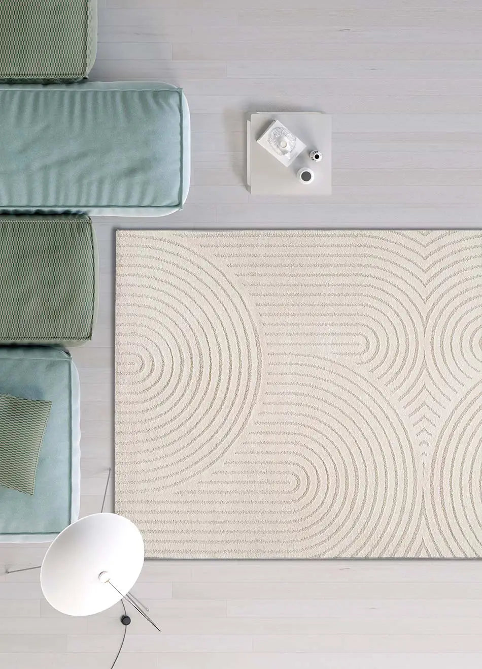 Alfombra salón estilo escandinavo con relieve Lina 59602 Blanco Atticgo