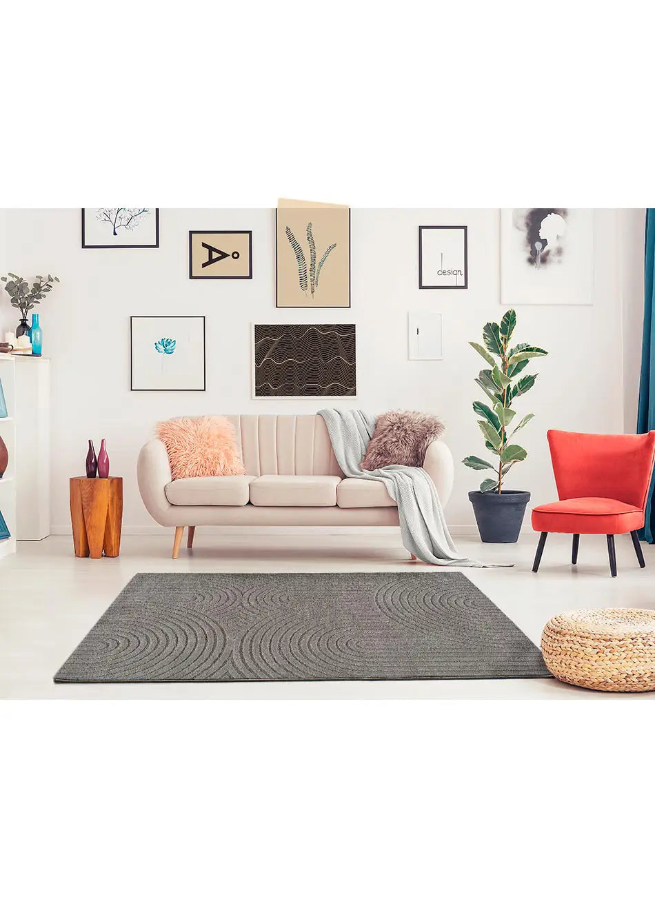 Alfombra salón o dormitorio estilo escandinavo con relieve Lina 59602 Gris Atticgo