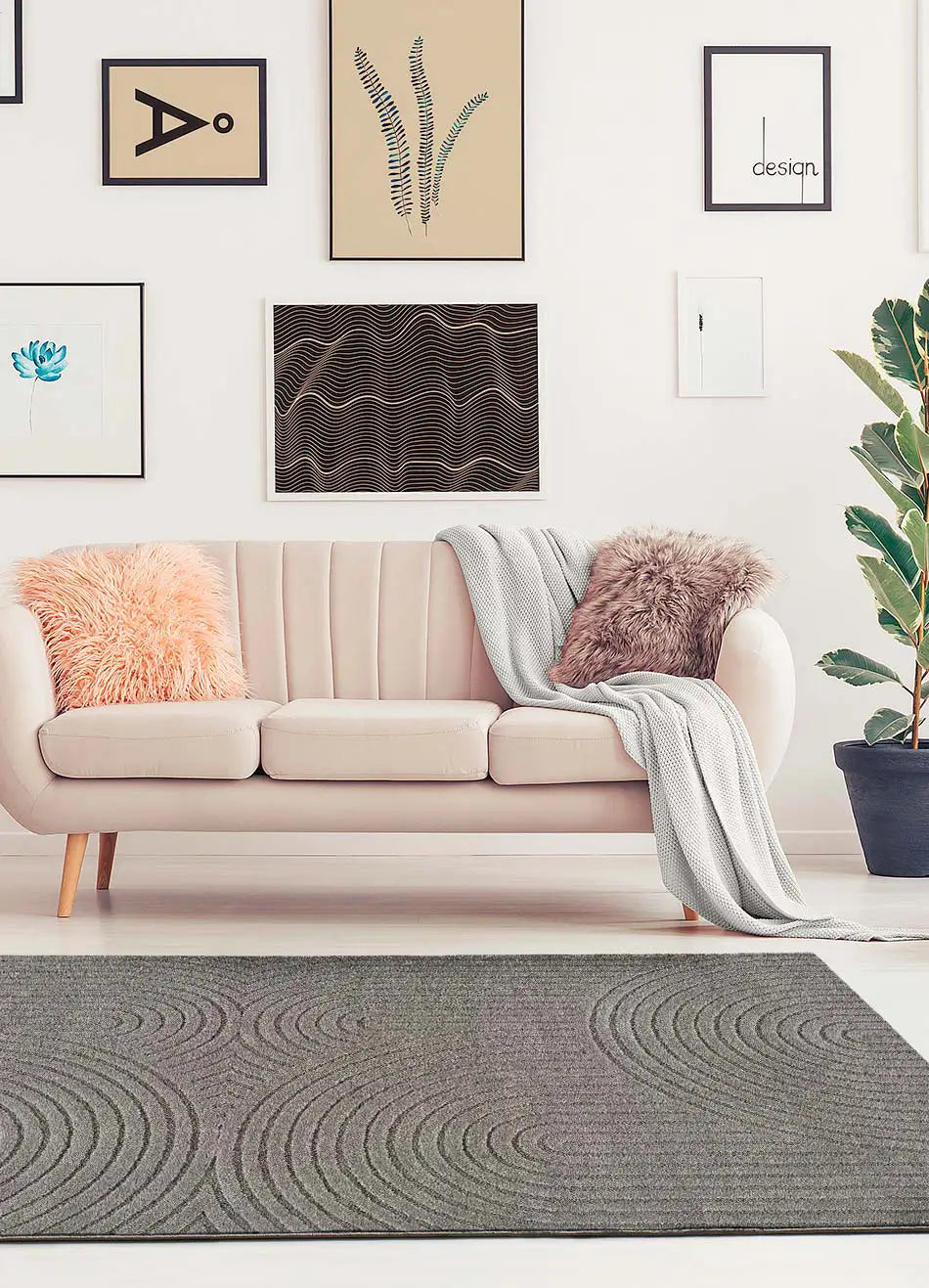 Alfombra salón estilo escandinavo con relieve Lina 59602 Gris Atticgo