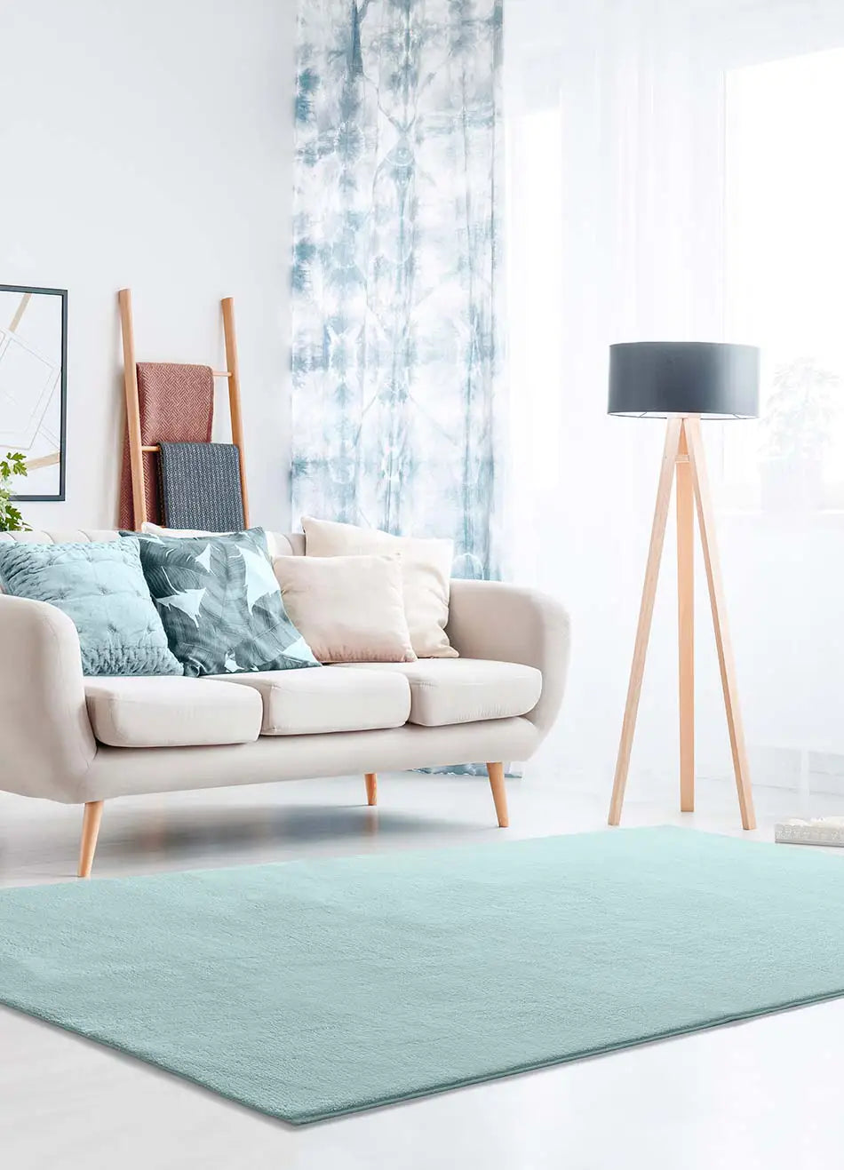 Alfombra a medida Loft Liso Azul ambiente | Atticgo