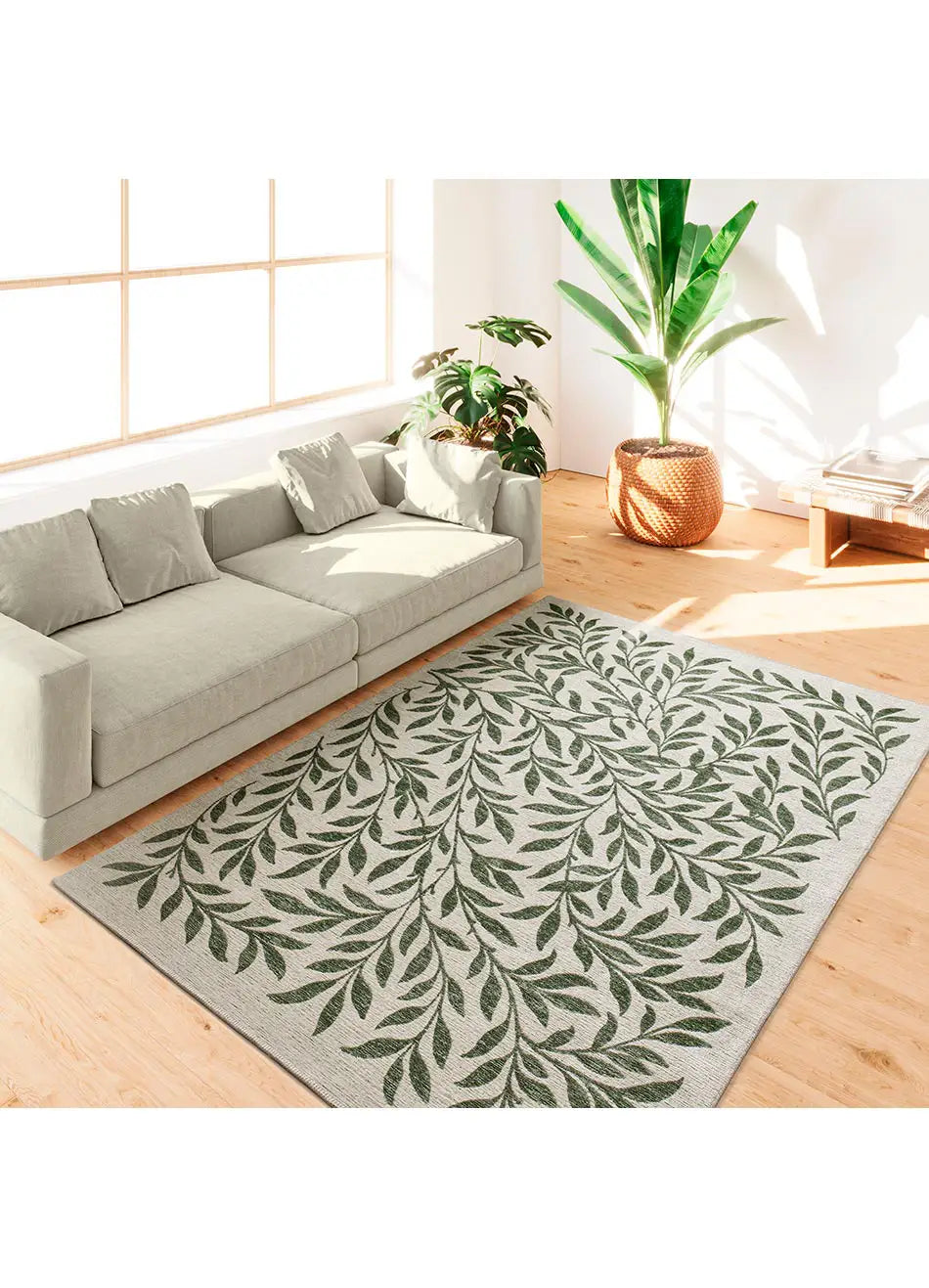 Alfombra con motivos florales de salón Lua 3103 Verde Atticgo