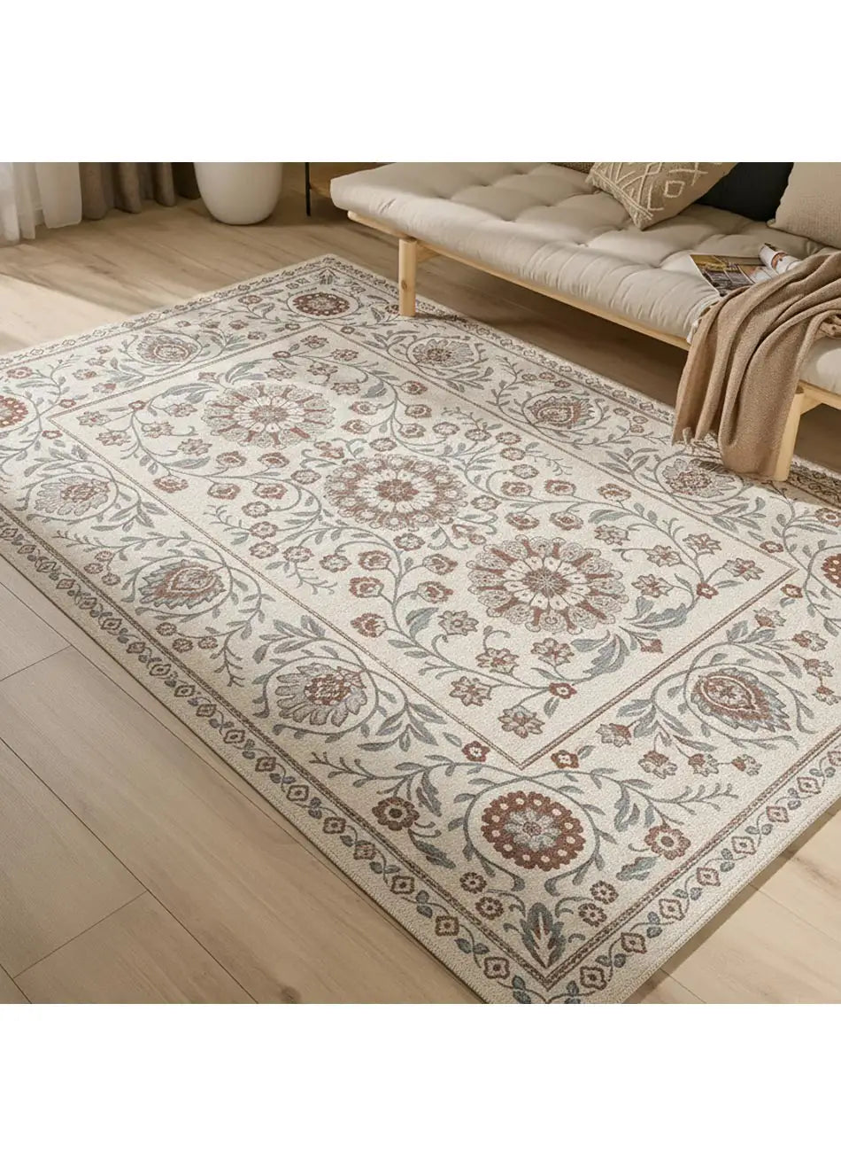 Alfombra clásica con motivos florales para salón Lua 3104 Azul Atticgo