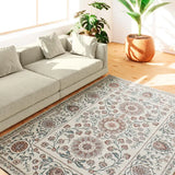 Alfombra clásica con motivos florales salón Lua 3104 Azul Atticgo 