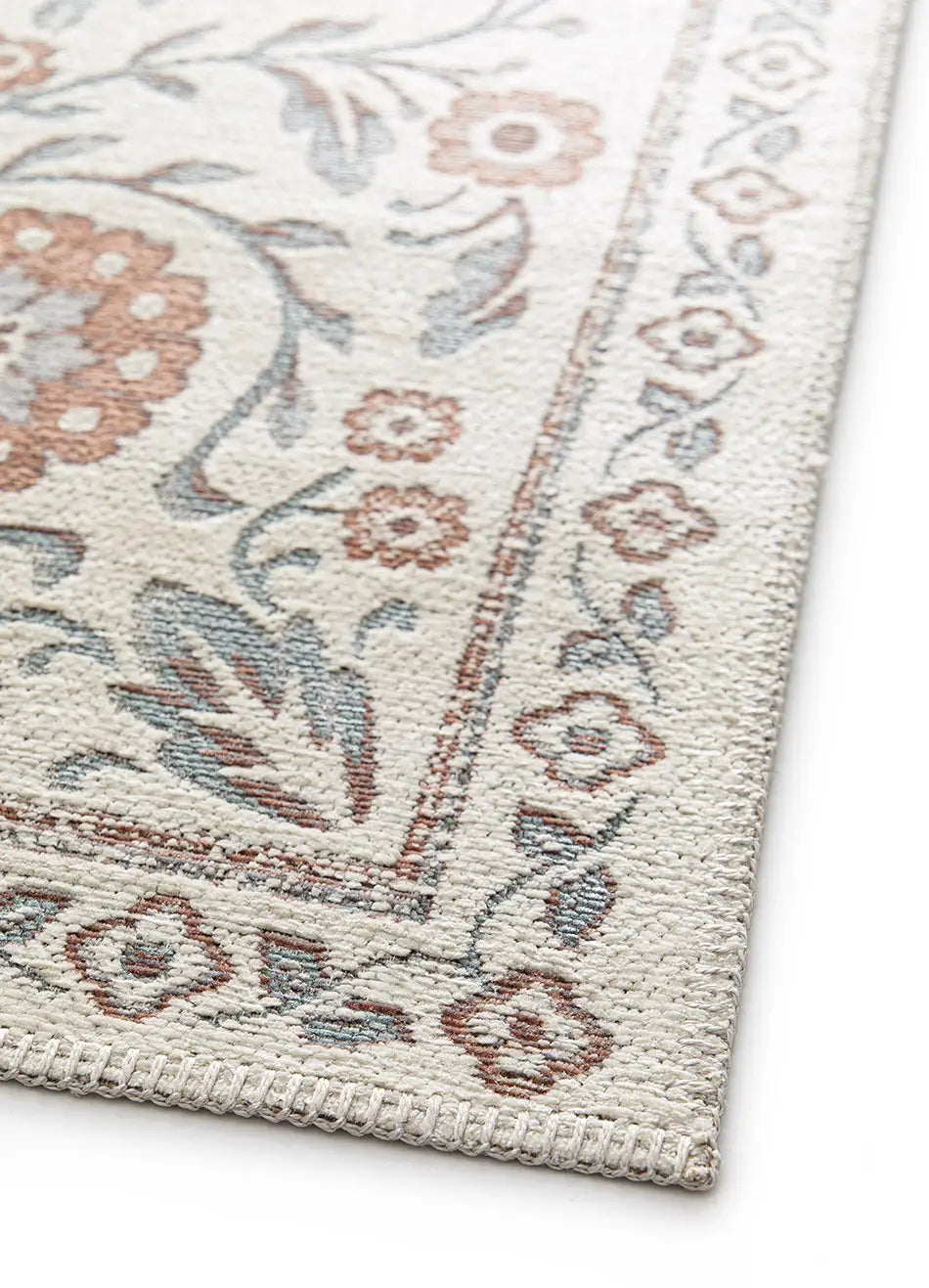 Alfombra clásica con motivos florales esquina Lua 3104 Azul Atticgo
