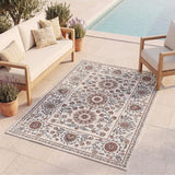 Alfombra de terraza clásica con motivos florales Lua 3104 Azul Atticgo