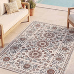 Alfombra de exterior clásica con motivos florales Lua 3104 Azul Atticgo