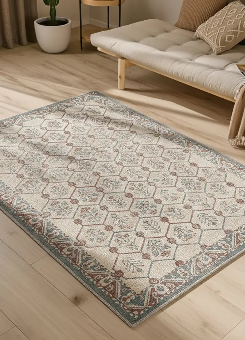 Alfombra clásica con motivos ornamentales salón Lua 3108 Azul Atticgo
