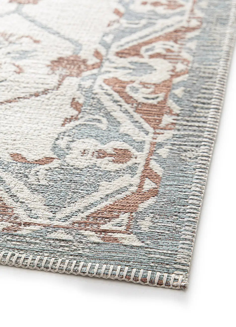 Alfombra clásica con motivos ornamentales esquina Lua 3108 Azul Atticgo