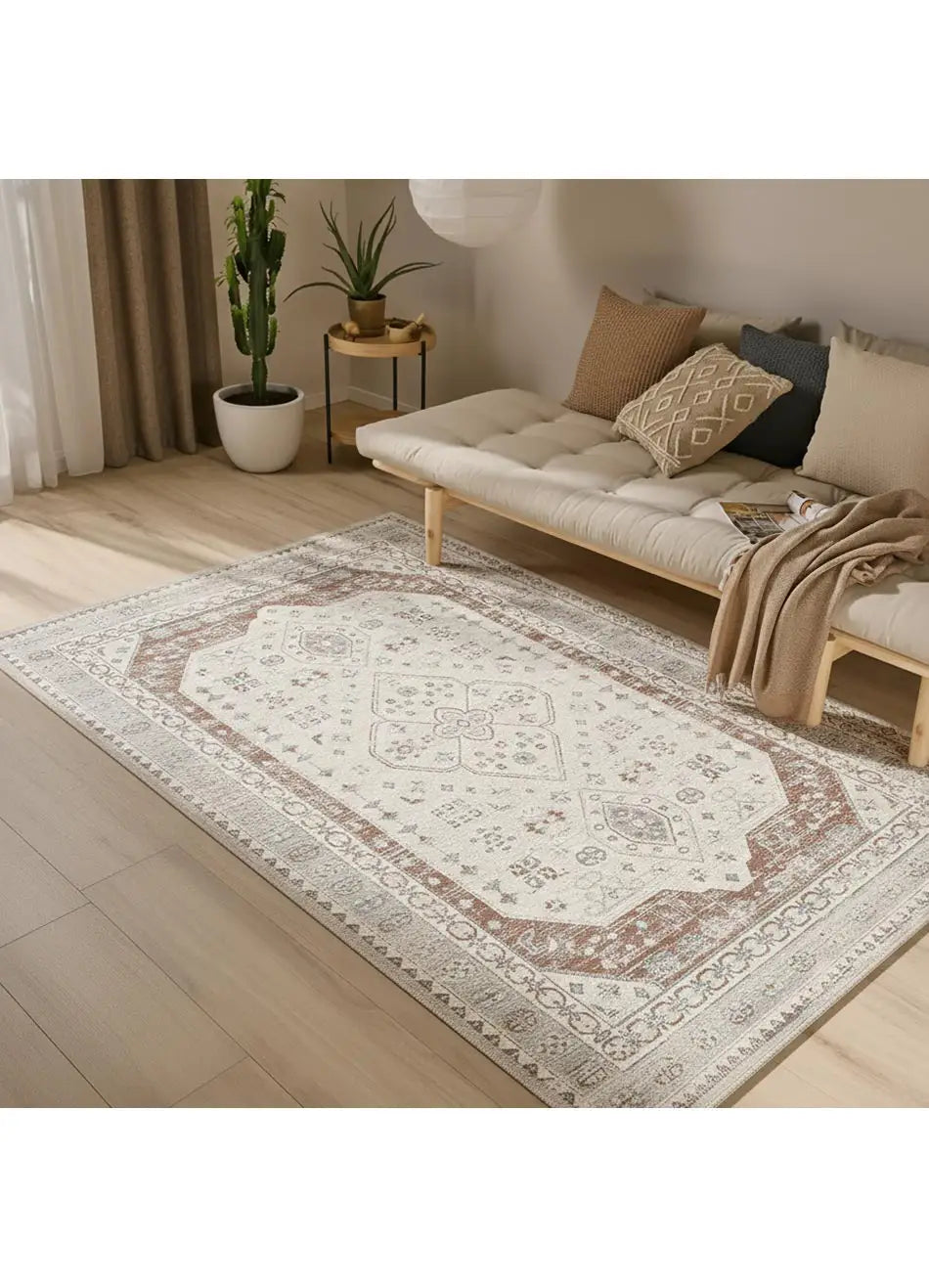Alfombra vintage efecto desgastado Lua 3111 Plata Atticgo Para salón