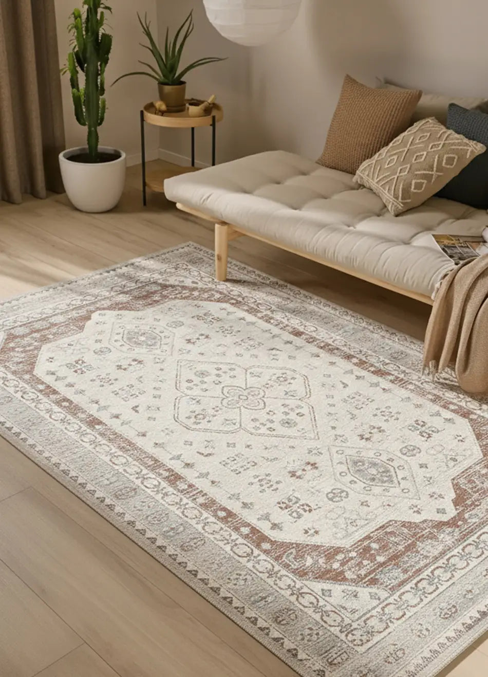 Alfombra vintage salón efecto desgastado Lua 3111 Plata Atticgo