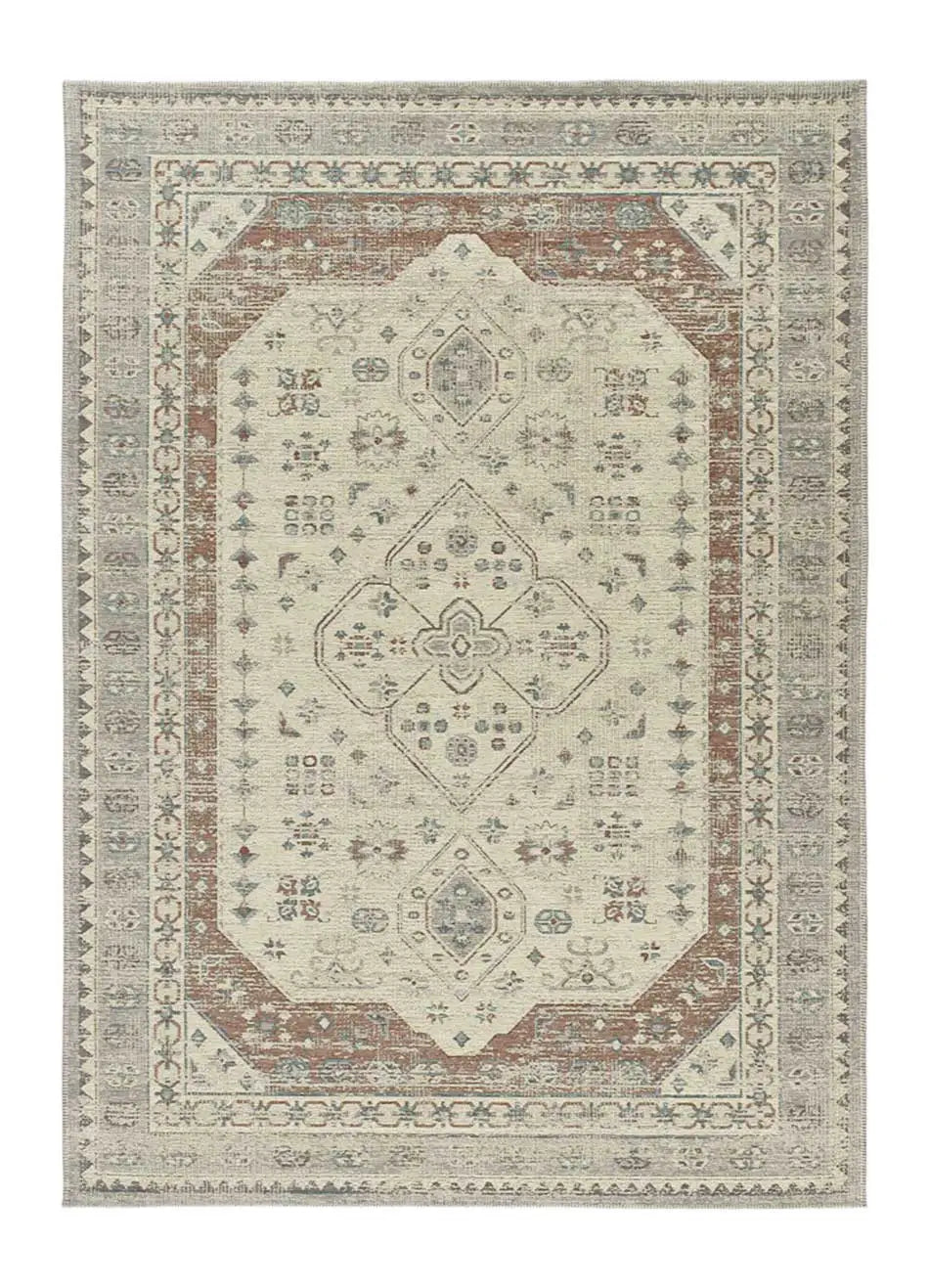 Alfombra vintage efecto desgastado Lua 3111 Plata Atticgo