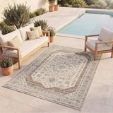 Alfombra de jardín vintage efecto desgastado Lua 3111 gris y caldera Atticgo