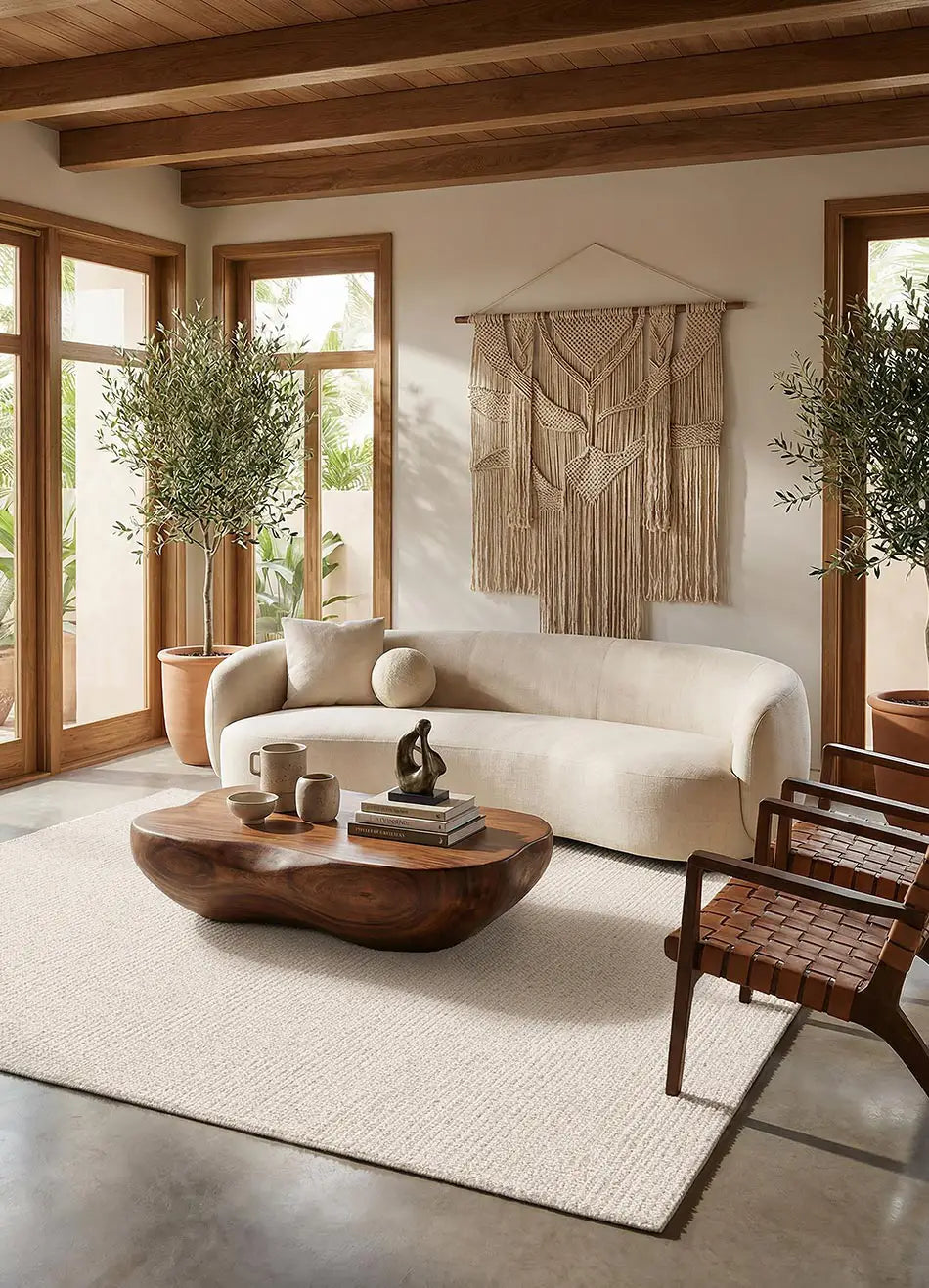 Alfombra lavable salón tejido en bucle Lumen Blanca | Atticgo