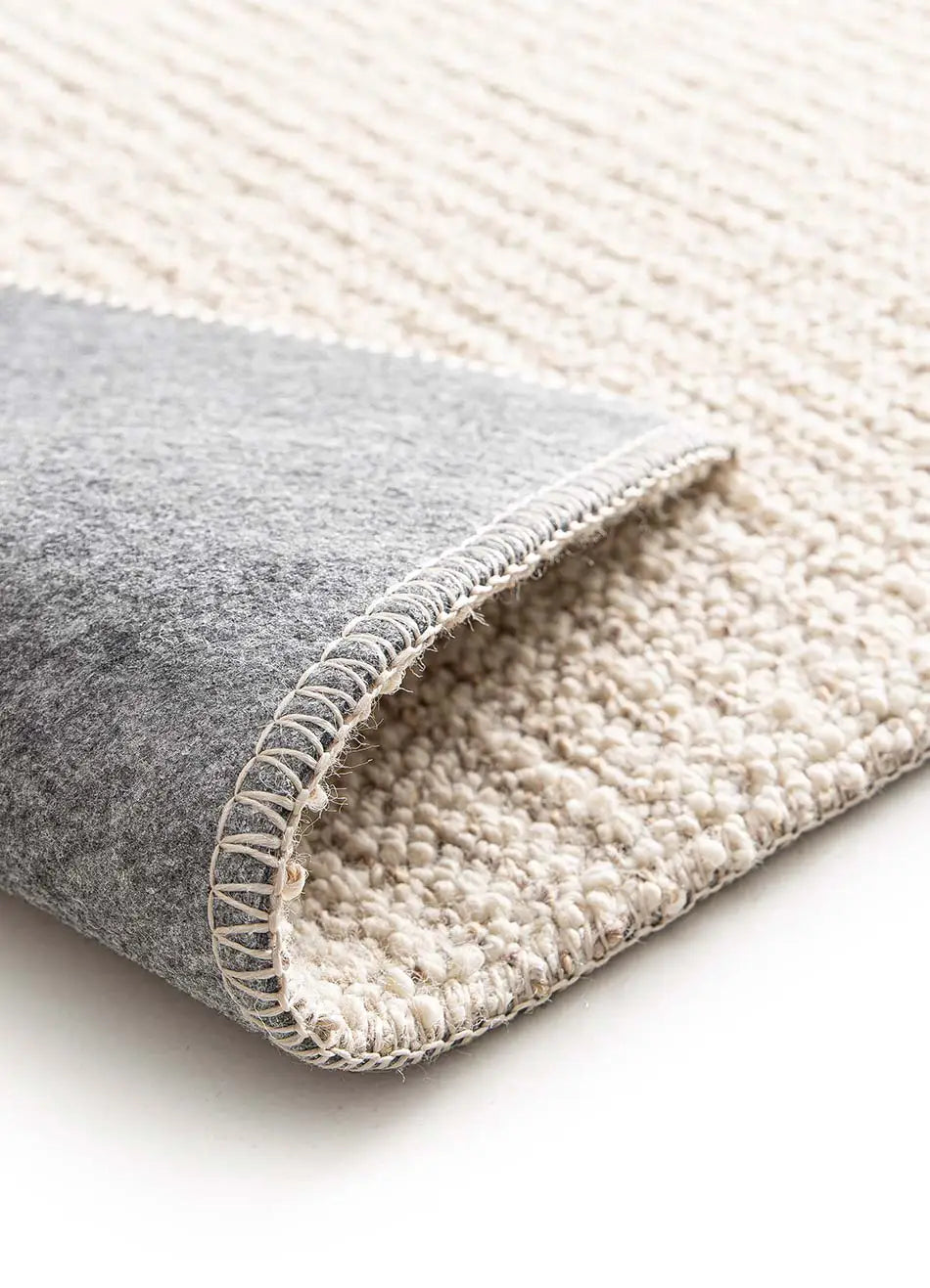 Alfombra lavable tejido en bucle Lumen Blanca reverso | Atticgo