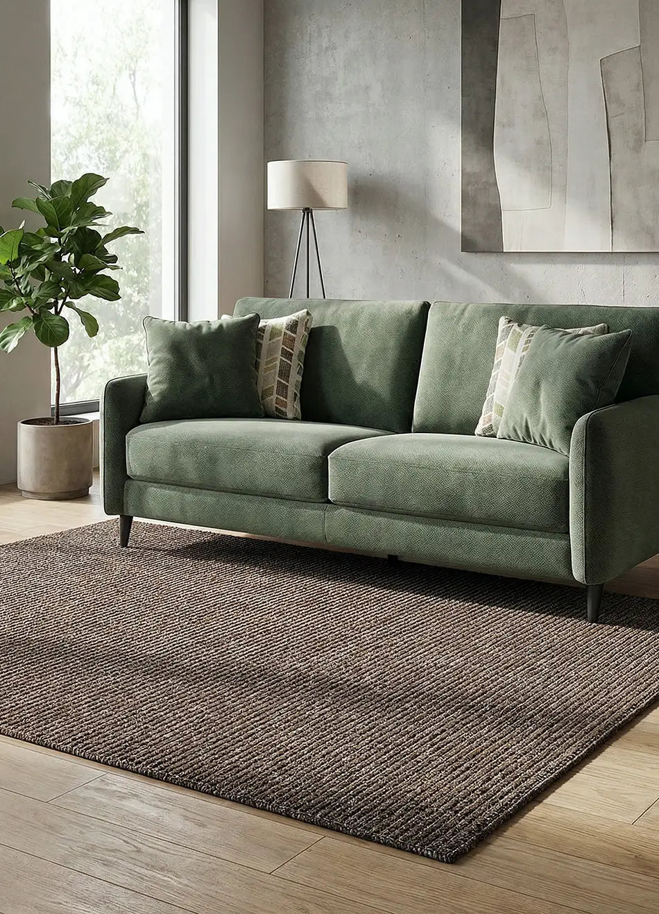 Alfombra lavable tejido en bucle Lumen Marrón en ambiente | Atticgo