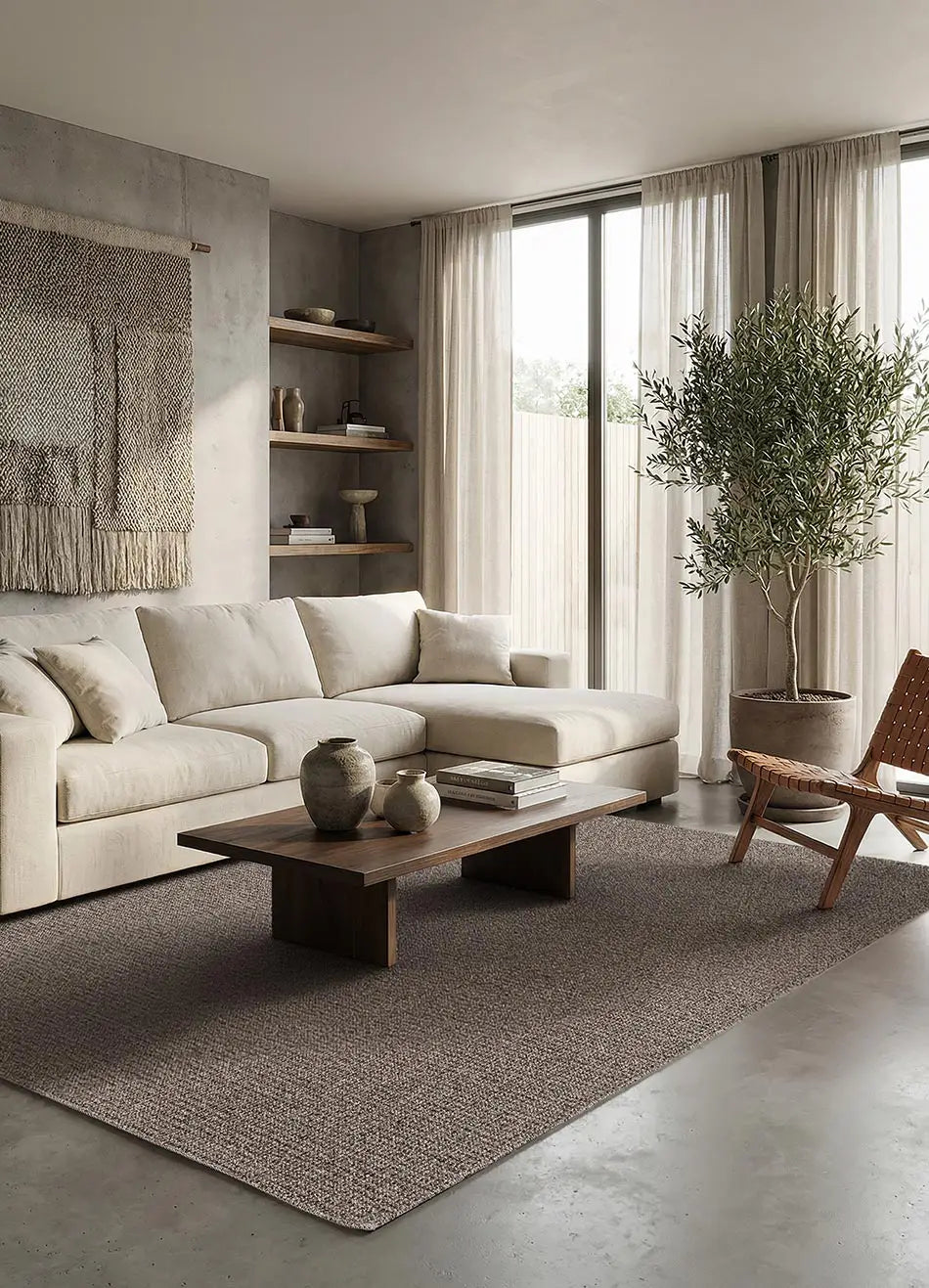 Alfombra lavable salón tejido en bucle Lumen Gris | Atticgo