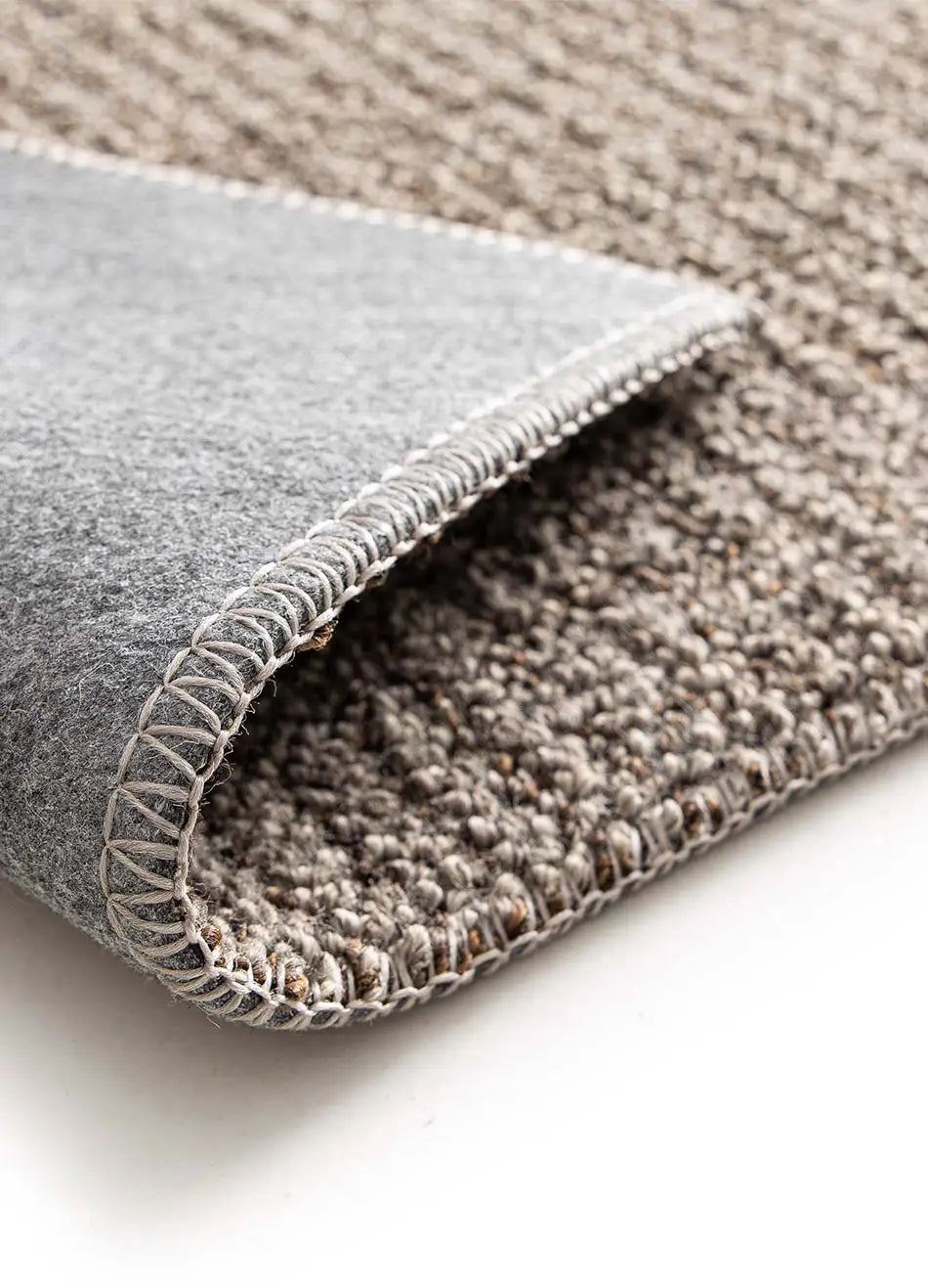 Alfombra lavable tejido en bucle Lumen Gris reverso | Atticgo