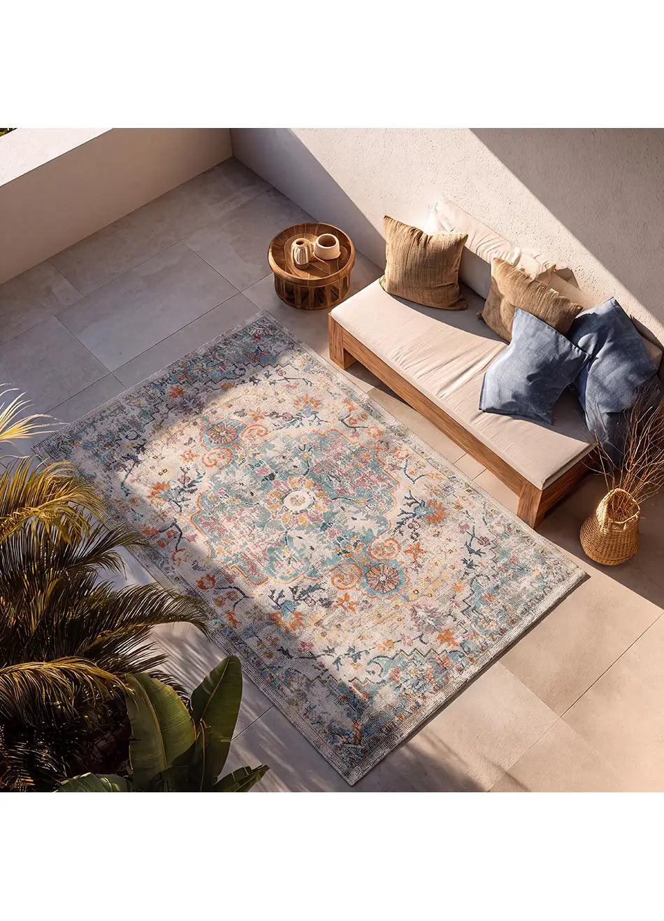 Alfombra vintage para exterior Luna 20157 Multicolor Atticgo