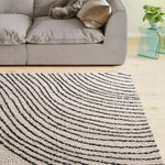 Alfombra shaggy salón ondas Lush Coastalina Blanco Atticgo