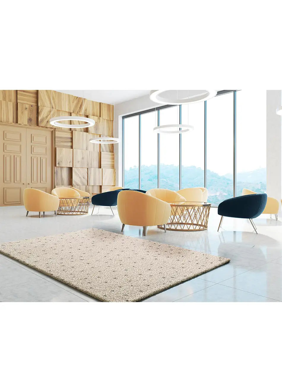 Alfombra shaggy para salón crema con puntos negros Lush Dottie Atticgo