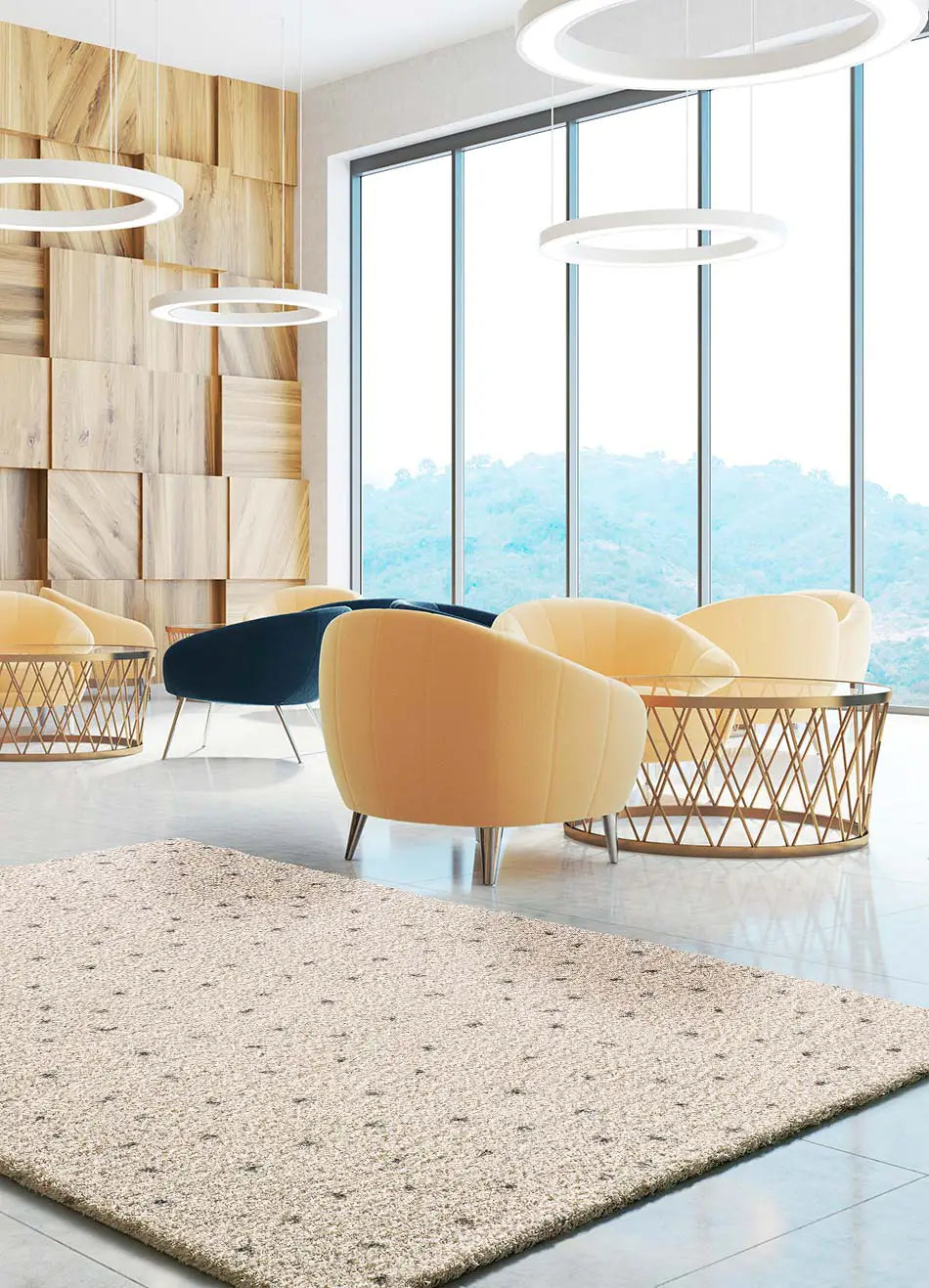 Alfombra shaggy salón crema con puntos negros Lush Dottie Atticgo