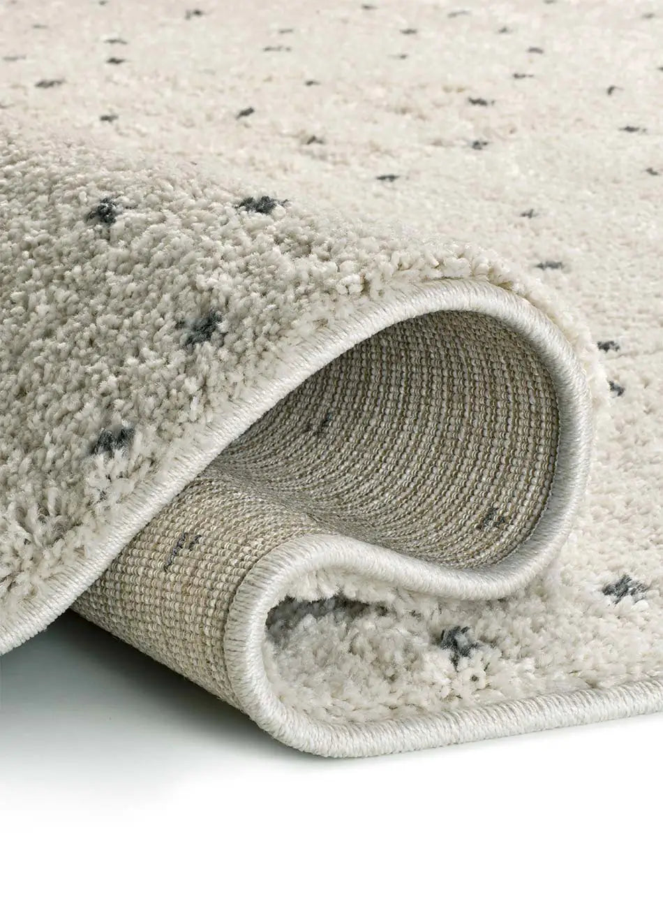 Alfombra shaggy doblada crema con puntos negros Lush Dottie Atticgo