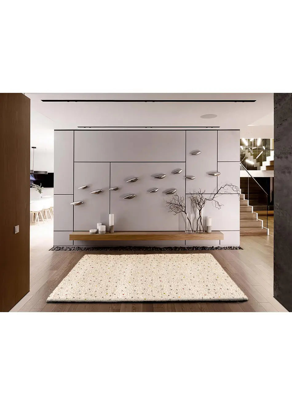 Alfombra shaggy para salón crema con puntos multicolor Lush Dottie Atticgo