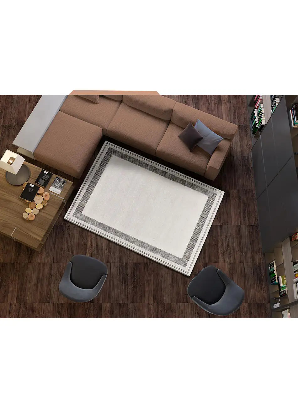 Alfombra ambiente moderna Marco 16582 Blanco y Negro Atticgo