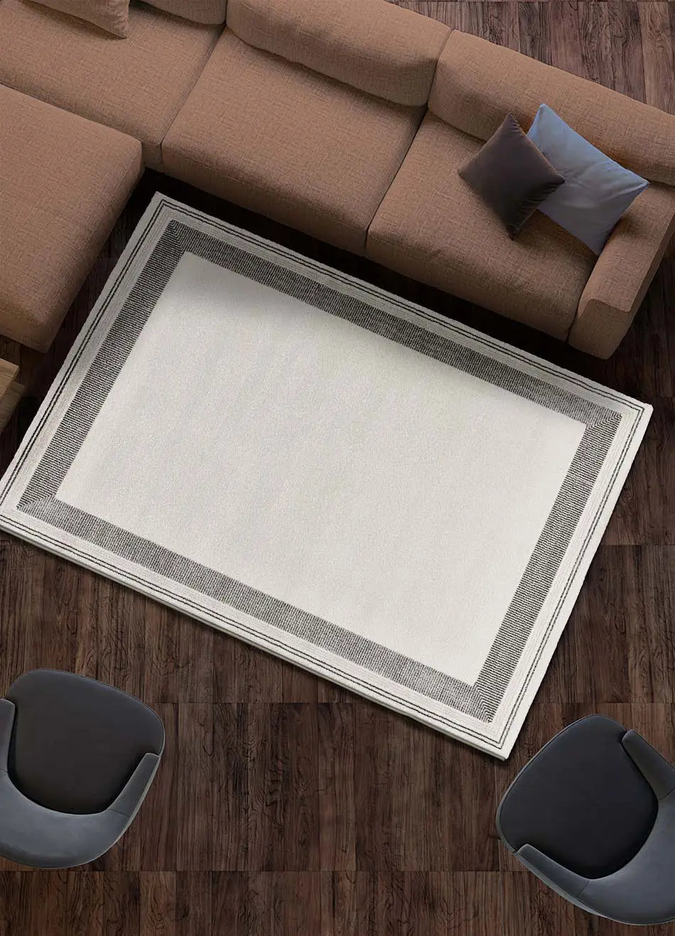 Alfombra salón moderna Marco 16582 Blanco y Negro Atticgo