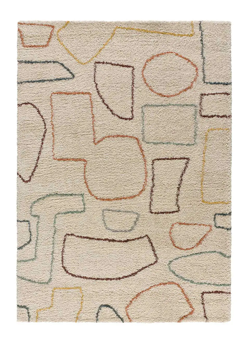 Atticgo Alfombra geométrica de pelo alto y colores empolvados Maris 62617 Multicolor