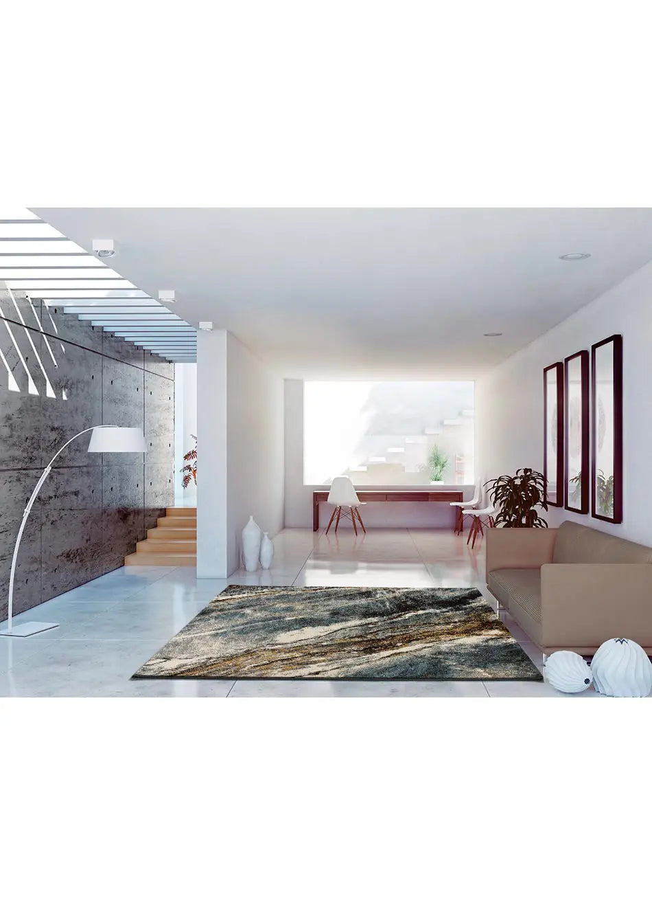 Alfombra ambiente efecto Mármol 12312 Gris Atticgo 