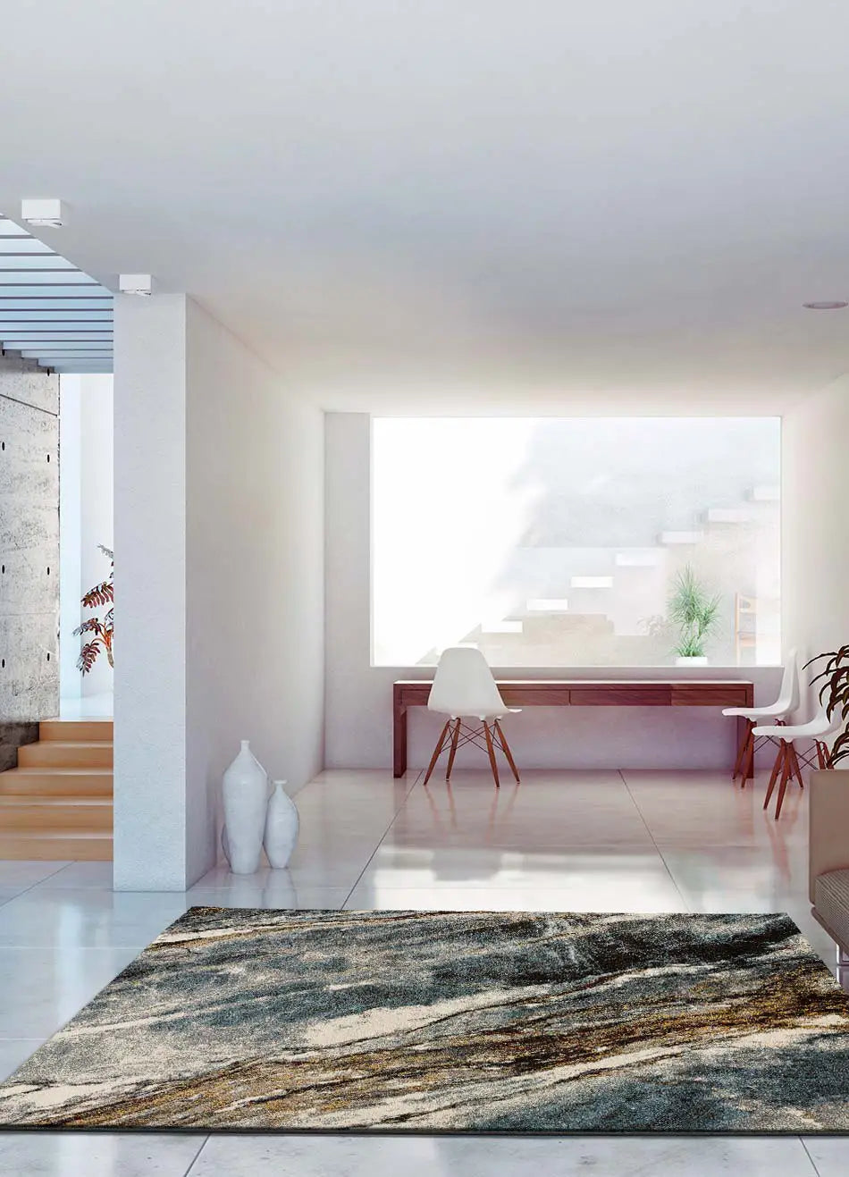 Alfombra salón efecto Mármol 12312 Gris Atticgo 