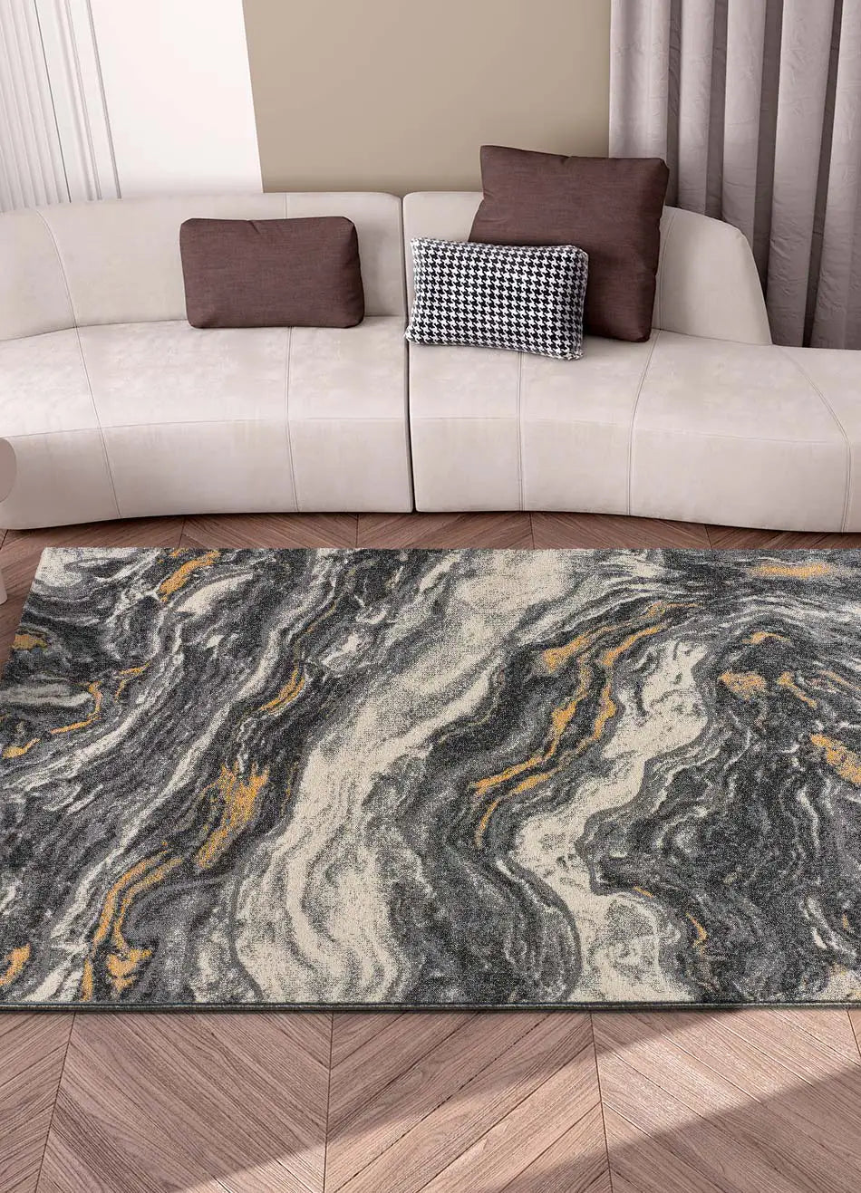 Alfombra salón efecto Mármol 12309 Gris Atticgo