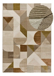 Atticgo Alfombra geométrica con relieve en tonos tierra Melfi 4501 lupa