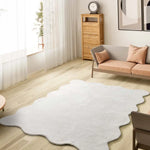 Alfombra lavable salón con borde ondulado blanco Mellow Atticgo