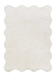 Alfombra lavable con borde ondulado blanco Mellow Atticgo
