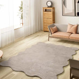 Alfombra lavable de salón con borde ondulado piedra Mellow Atticgo