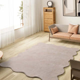 Alfombra lavable de salón con borde ondulado maquillaje Mellow Atticgo