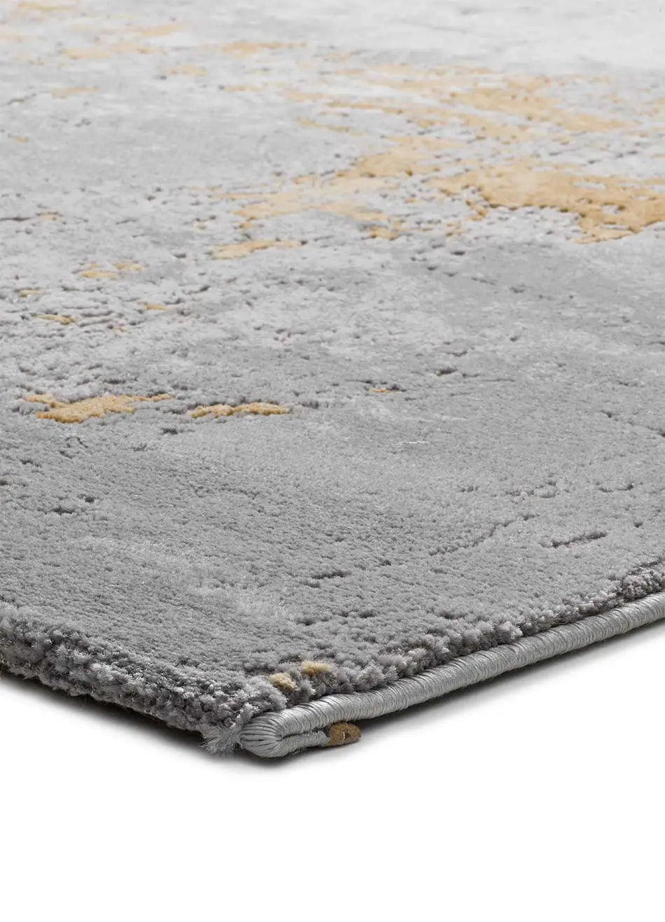 Alfombra esquina abstracta Mesina 23127 Gris y Mostaza Atticgo