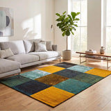 Alfombra geométrica para salón a cuadros multicolor Moar 16187 Atticgo